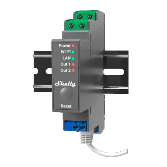 Shelly Pro 2 DIN-kiskorele, 2-kanavainen - autonlataus.com