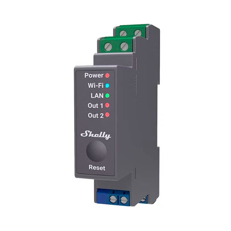 Shelly Pro 2 DIN-kiskorele, 2-kanavainen - autonlataus.com