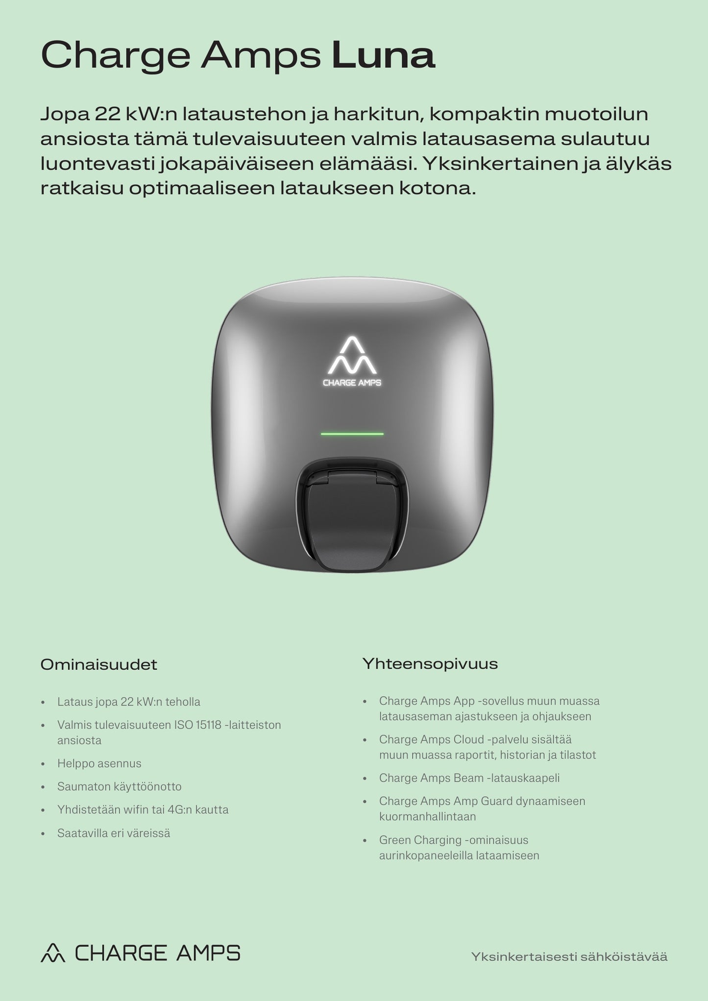 ENNAKKOTARJOUS! Charge Amps Luna Latausasema 22kW