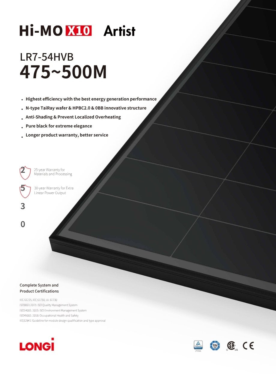 MUSTA AURINKOPANEELI LONGI HI-MO X10 475W - autonlataus.com
