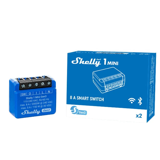 Shelly Plus 1 MINI Gen3 Rele (WiFi-ohjaus), 1-kanavainen - autonlataus.com