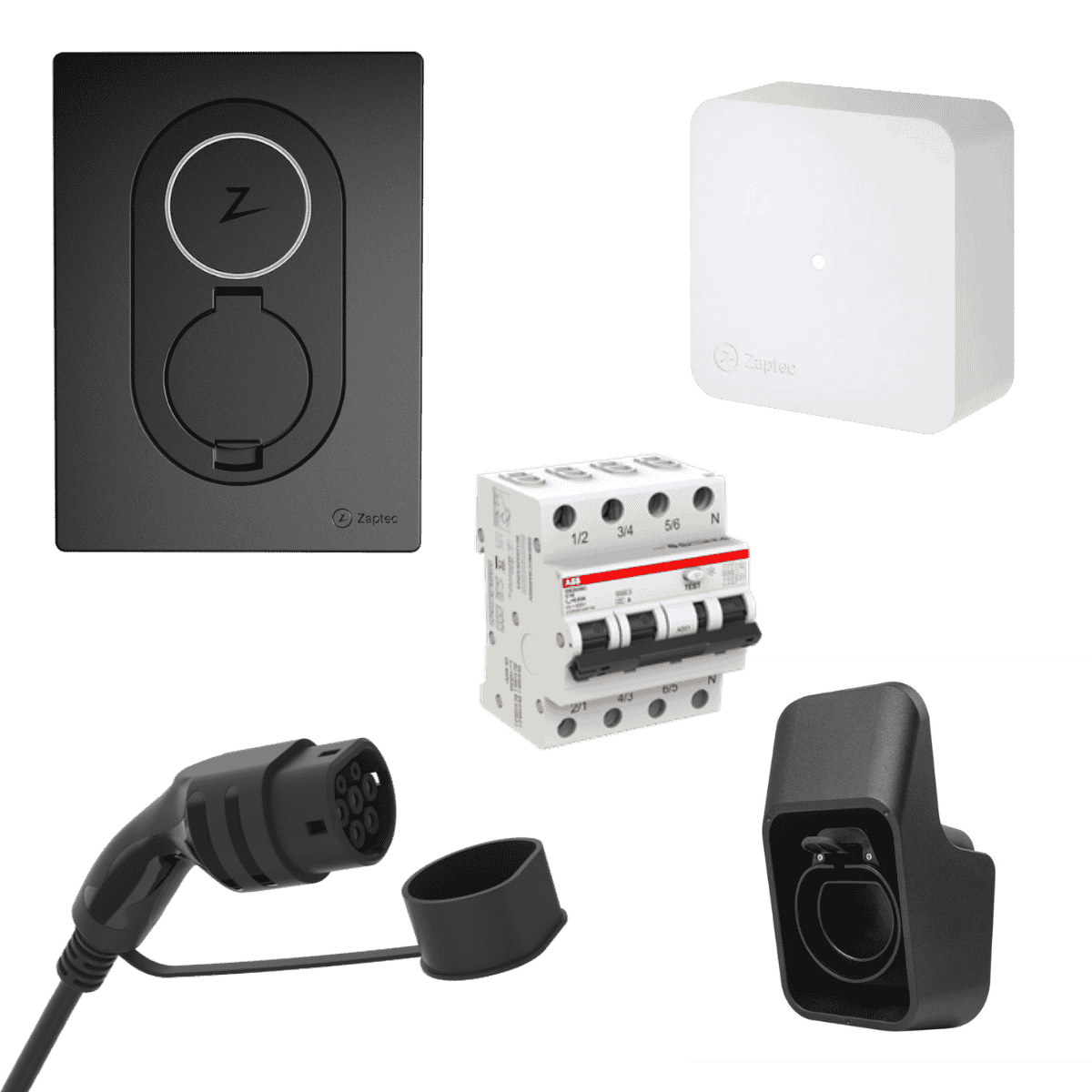 Zaptec Go COMBO+ 11kW 22 kW latausasema 4G + Sense + 5m 11kW kaapeli + 11/22kW RCBO + pistoketeline - autonlataus.com