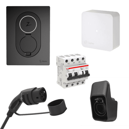 Zaptec Go COMBO+ 11kW 22 kW latausasema 4G + Sense + 5m 11kW kaapeli + 11/22kW RCBO + pistoketeline - autonlataus.com