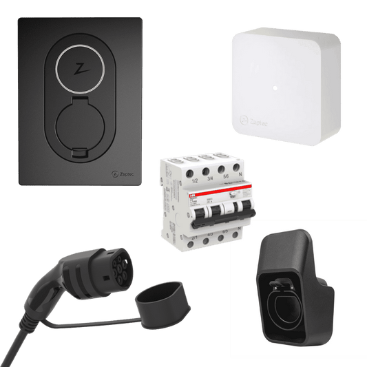 Zaptec Go COMBO+ 11kW 22 kW latausasema 4G + Sense + 5m 11kW kaapeli + 11/22kW RCBO + pistoketeline - autonlataus.com