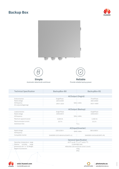 Huawei Back-up Box 3-vaihde Varavoiman hallintaan