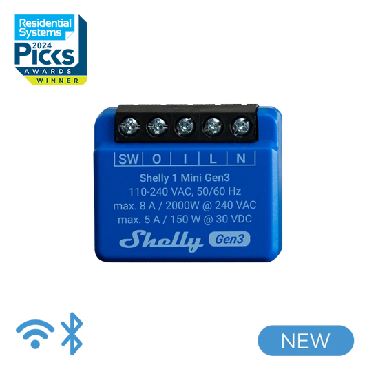 Shelly Plus 1 MINI Gen3 Rele (WiFi-ohjaus), 1-kanavainen - autonlataus.com