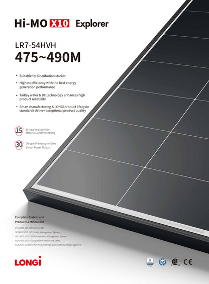 SOLAR PANEL LONGI HI-MO X10 485W BLACK