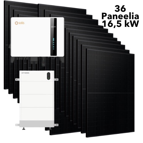 Solis 10kW hybrid inverter, 11kWh Dyness Pro Batteries and 36 Jinko 435W full black solar panels 15.6kW