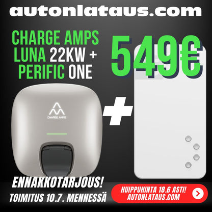 ENNAKKOTARJOUS! Charge Amps Luna 22kW Latausasema + Perific One (P1/HAN) Kuormanhallintapaketti