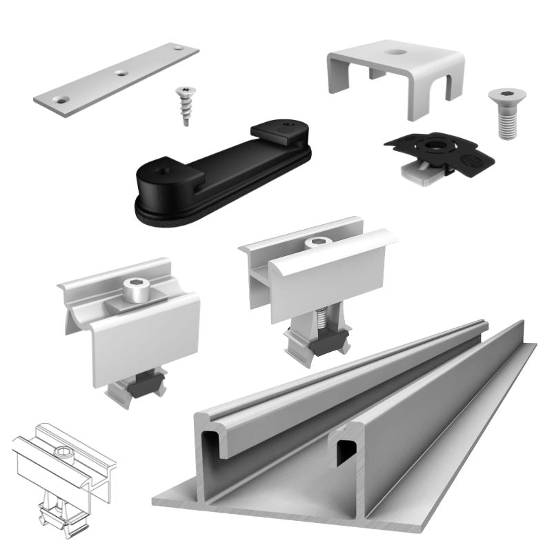 K2 Speedrail aurinkopaneelien asennuspaketti profiilipeltikatolle M (n. 8-10kWh) - autonlataus.com